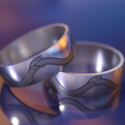 Титановое кольцо с символом "Уроборос"
